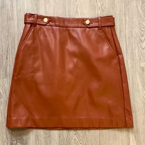 Caramel vegan leather mini skirt